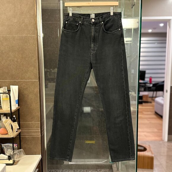 TOTEME Faded Cotton Regular-Fit Straight-Leg Denim Jeans (Vintage Black) - Picture 7 of 16